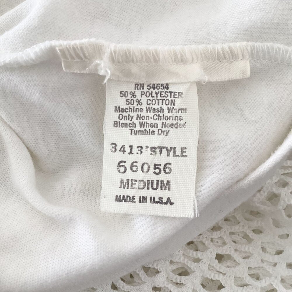No Tag Open Weave White 3/4 Sleeve Top With Built-In Tank Size M - Picture 6 of 6